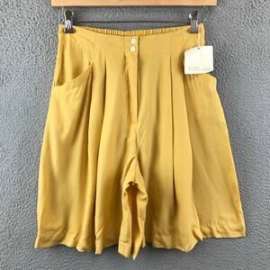 New Vintage Yellow Shorts Womens Toto N Ko High Waist Pleated Bright 80s 12